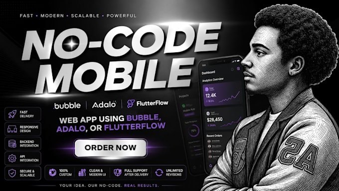 build your no code mobile or web app using bubble, adalo, flutterflow, base 44