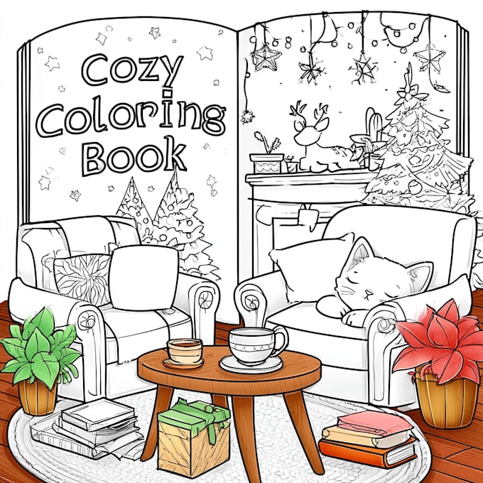 create a cozy bold and easy coloring book for amazon KDP