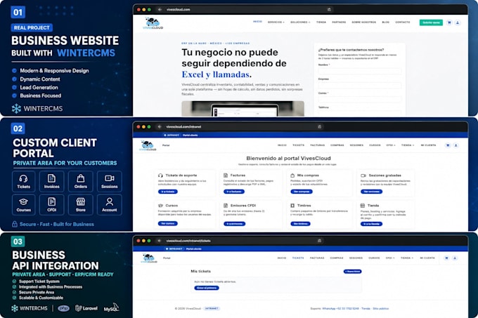 build wintercms custom website or client portal