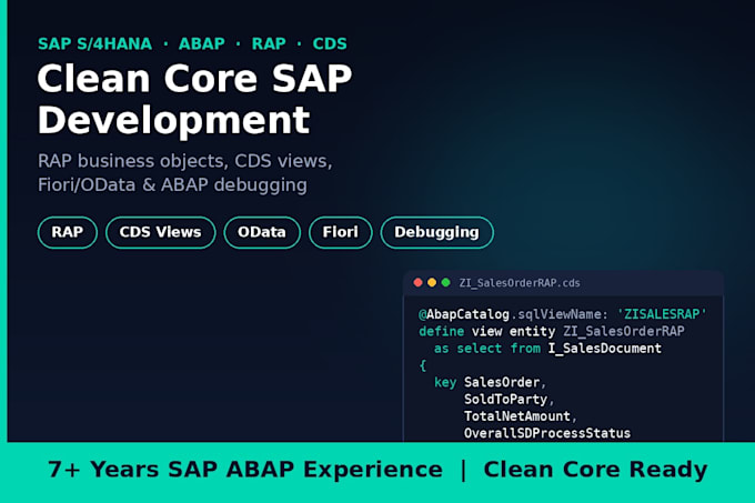 build and debug sap s4hana abap, rap and cds view solutions