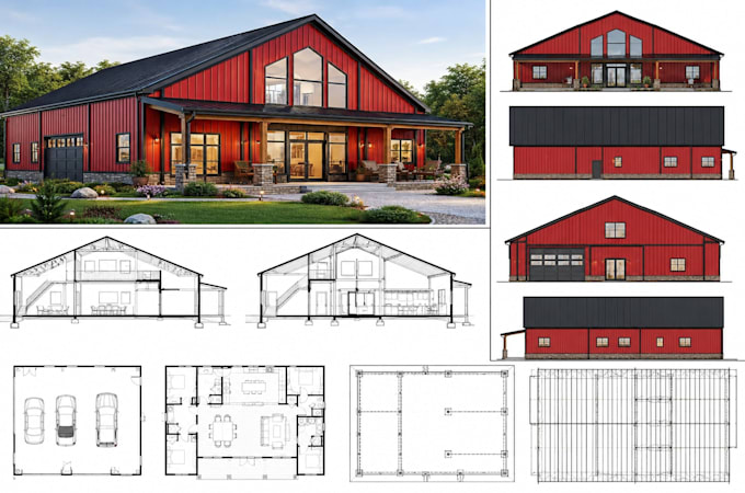 draw barndominium architect plan, pole barns, house plan, metal building plans