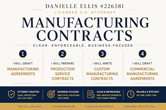write custom manufacturing contract tailored to your specific needs US attorney
