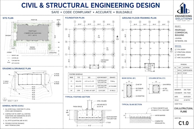 do civil and structural engineering design, blueprint architectural drafting