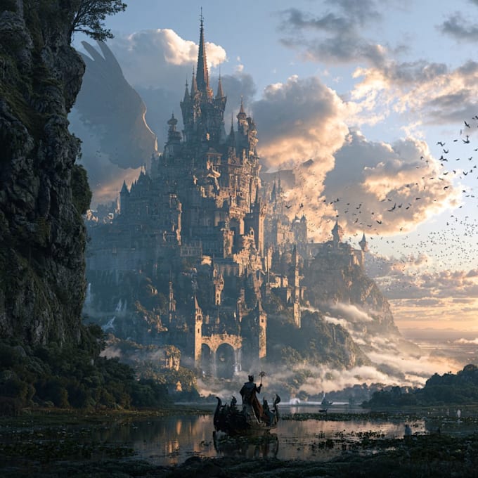 create cinematic fantasy music cover artwork