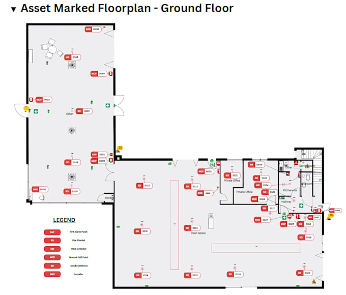create asset marked floor plan