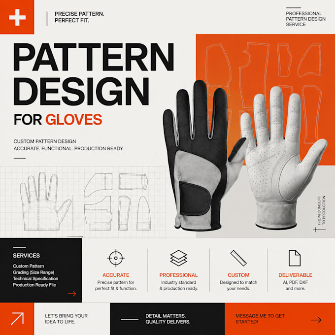 design professional glove patterns ready for manufacturing