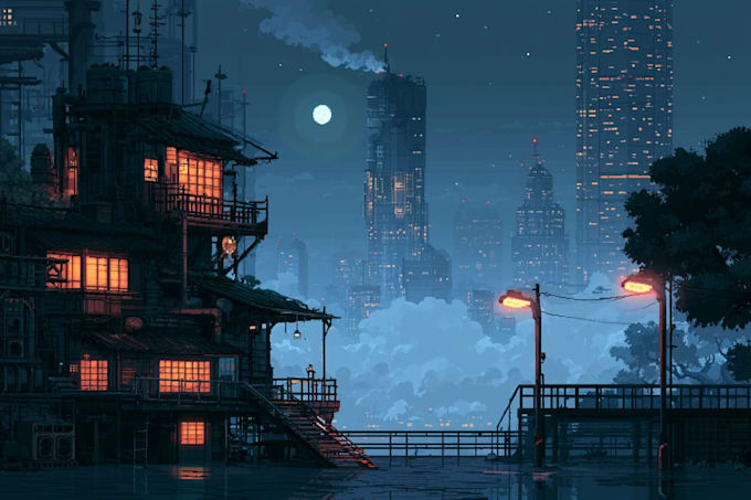 draw pixel art illustration or background