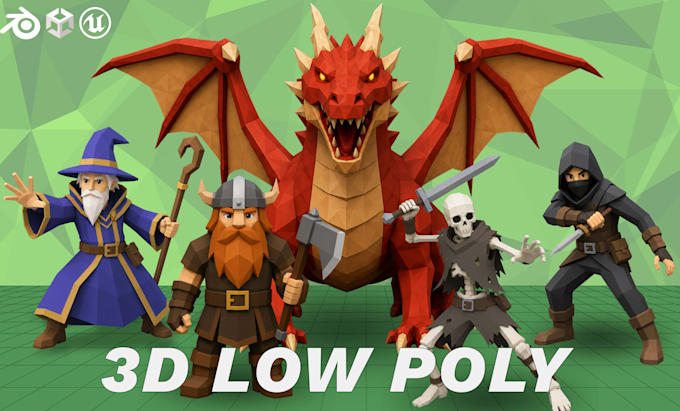 create low poly 3d character for game with rigging and animation