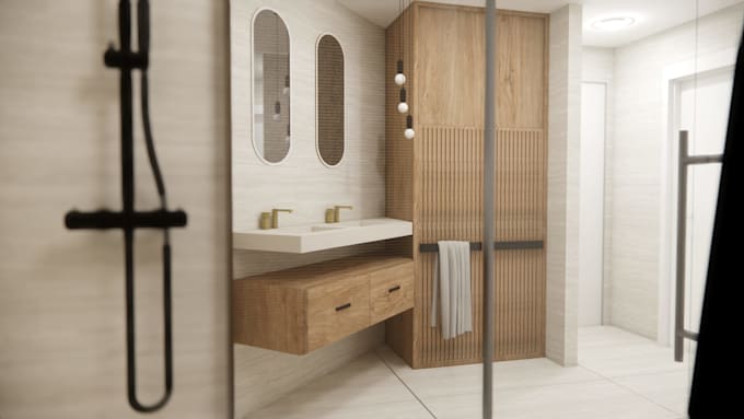 create a bathroom design and interior rendering