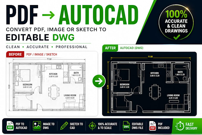 convert pdf, image or handsketch to autocad dwg