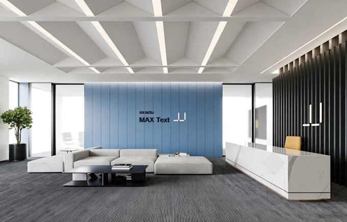 create realistic 3d interior rendering for modern commercial office