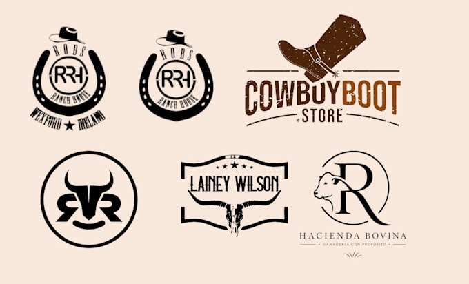 do western authentic cattle brand logo design