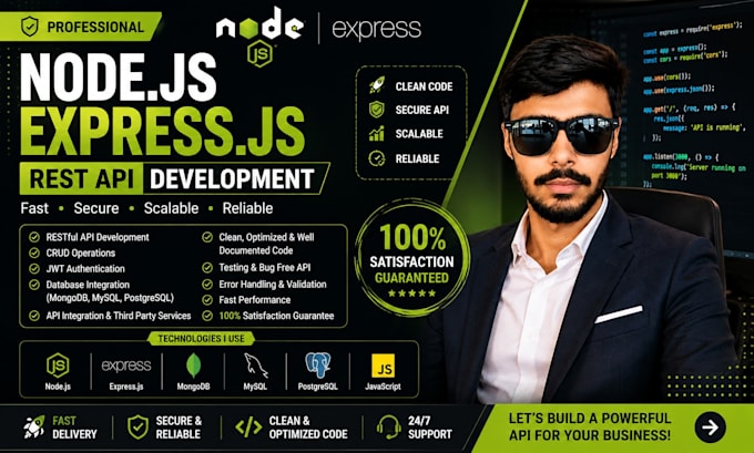 develop node js express js rest apis and backend