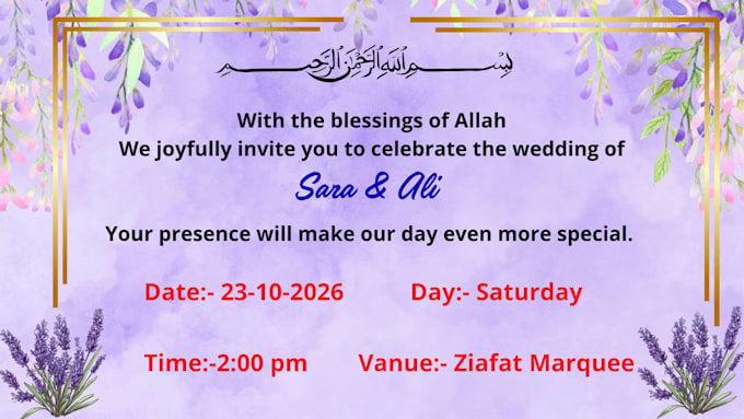 design beautiful wedding invitation cards for you