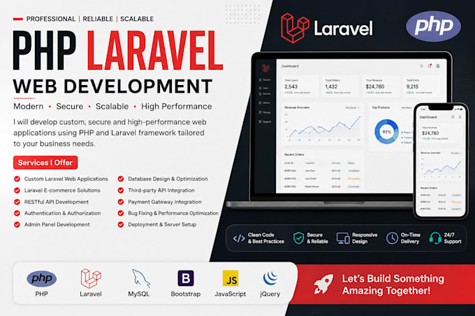 develop PHP laravel website with custom features