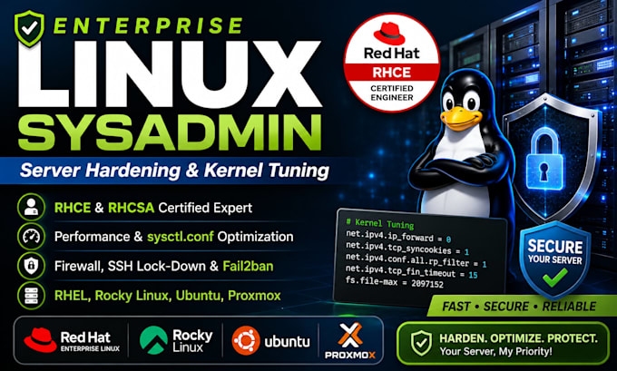 be your enterprise linux sysadmin for server hardening and optimization
