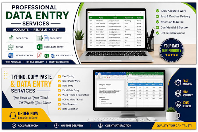 do data entry, typing, copy paste, microsoft excel and word