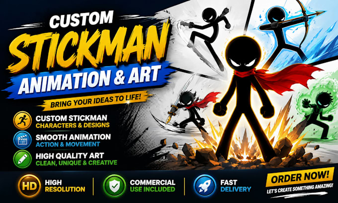 create custom stickman animation stick figure video 2d cartoon
