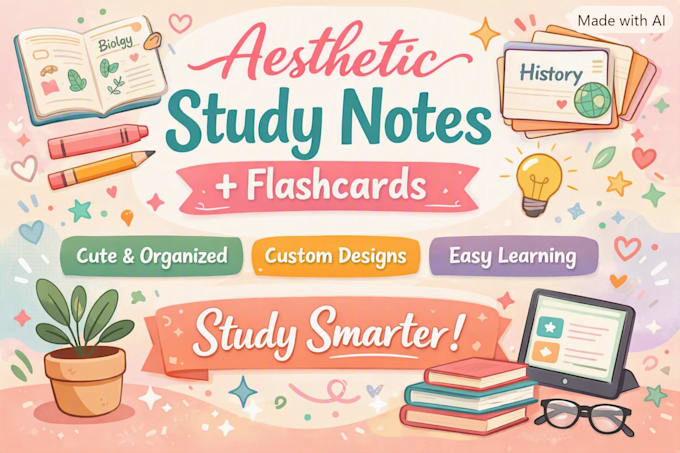 design aesthetic study notes and flashcards for students