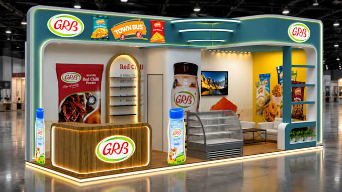 create 3d design and render exhibition stand, booth design