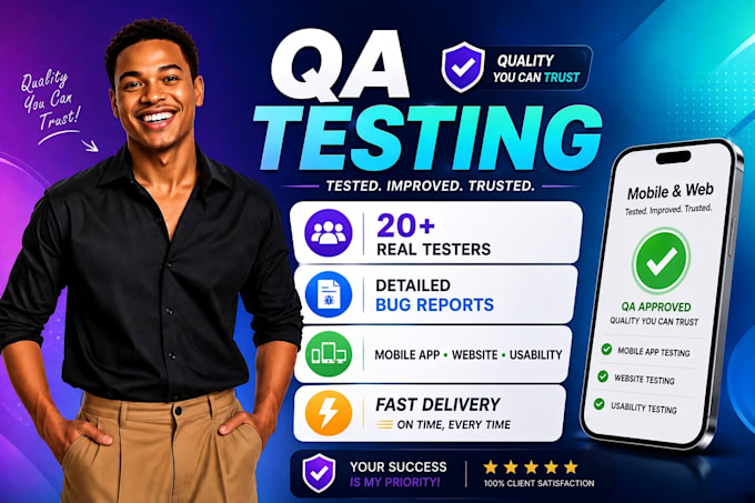 qa testing, mobile app testing, website testing, usability and software testing
