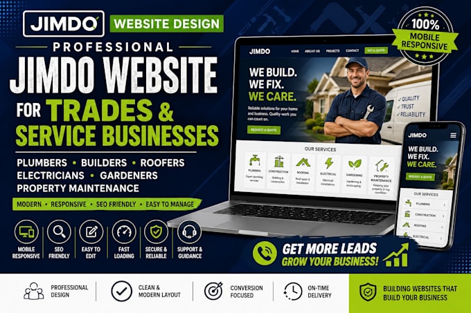 build plumber builder propertymaintain roofer electrician gardener jimdo website