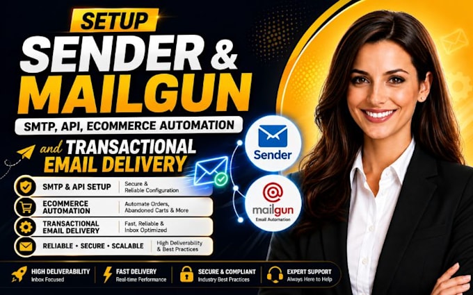 setup sender mailgun SMTP API ecommerce automation and email delivery