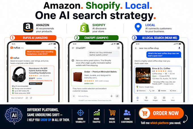 do ai seo geo aeo optimization for amazon shopify and local