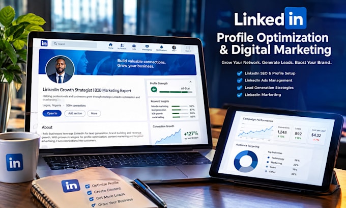 optimize your linkedin profile seo and create ads campaigns for lead generation