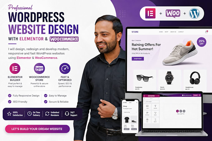 desgin and develop a wrodpress webiste using elementor and woocommerce