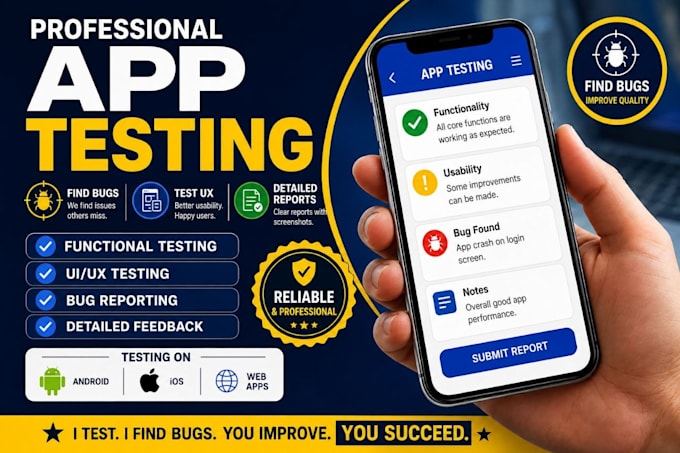 test your mobile app for bug, usability and functionality