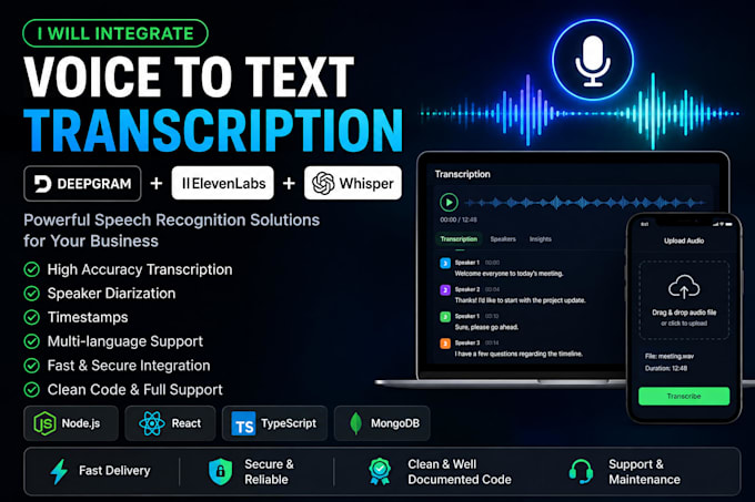 integrate deepgram ,elevenlabs ,whisper API for voice transcription