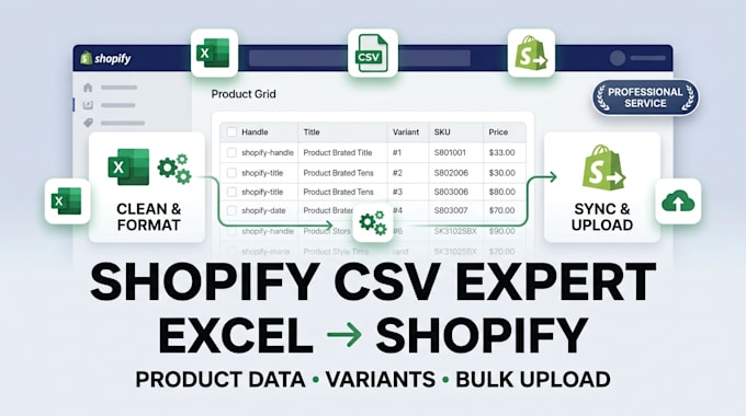 format shopify CSV product sheets, fix product data and prepare bulk upload file