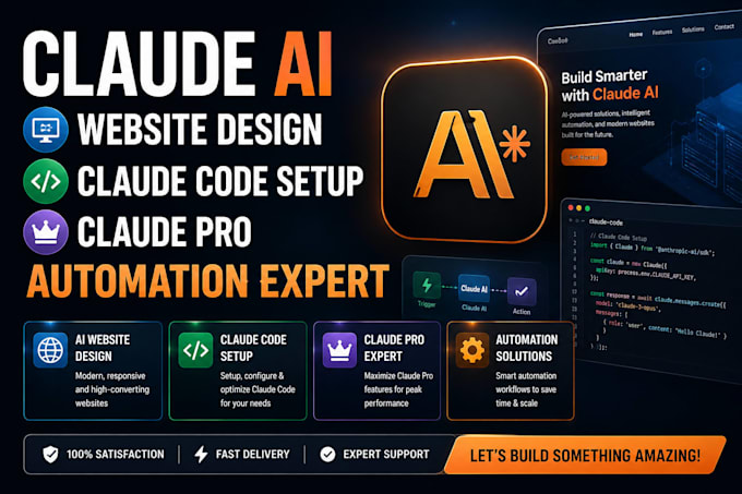 claude ai website design claude code setup claude pro automation expert