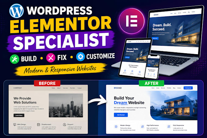 be your wordpress elementor specialist for design, fixes and customization