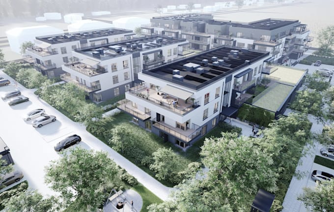render 3d multi family residential building concept,proposed elevation 3d visual