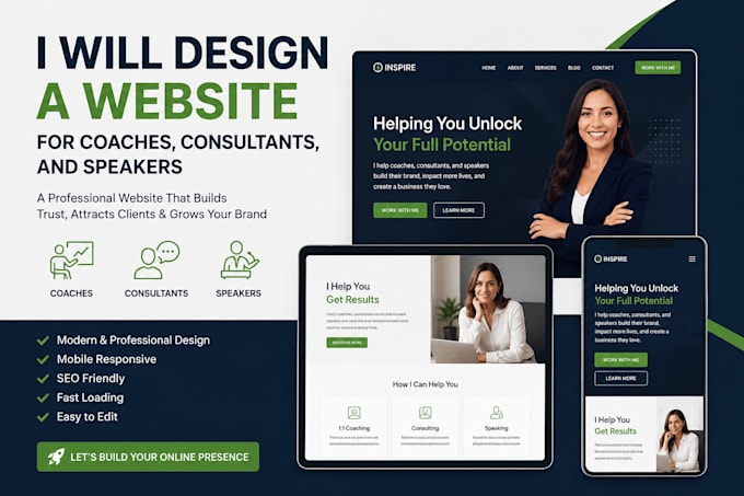 design a website for coaches, consultants, and speakers