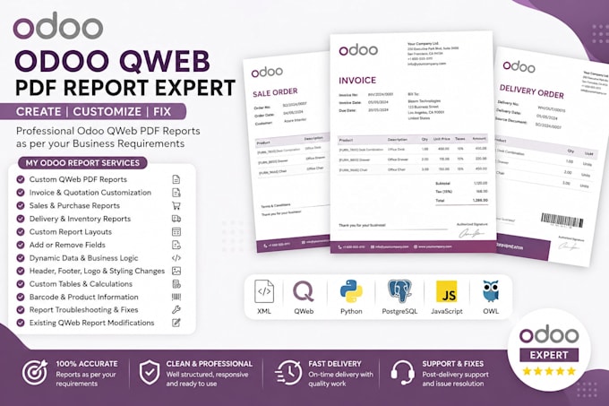 create and customize odoo qweb PDF reports