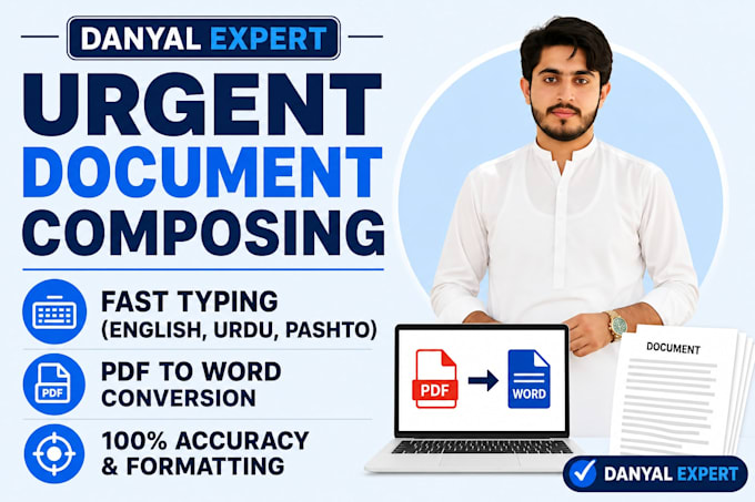 do professional document composing in english urdu pashto