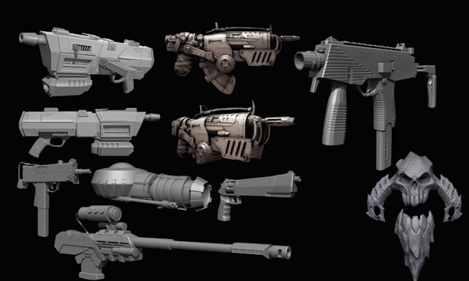 scuplt 3d cosplay weapons props 3d airsoft gun model accessory for 3d printing