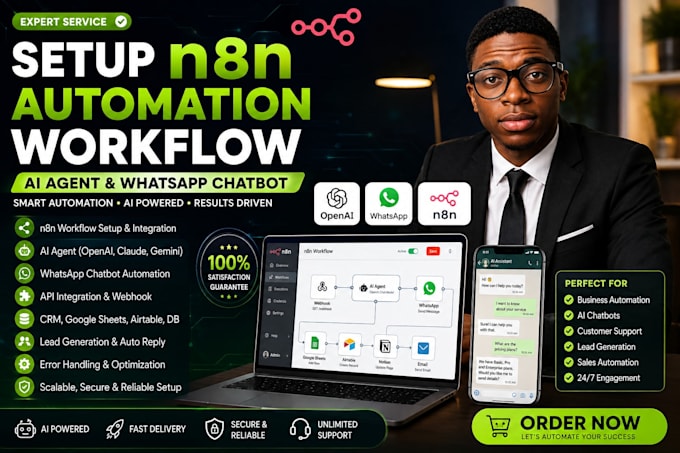 setup n8n automation workflow ai agent whatsapp chatbot