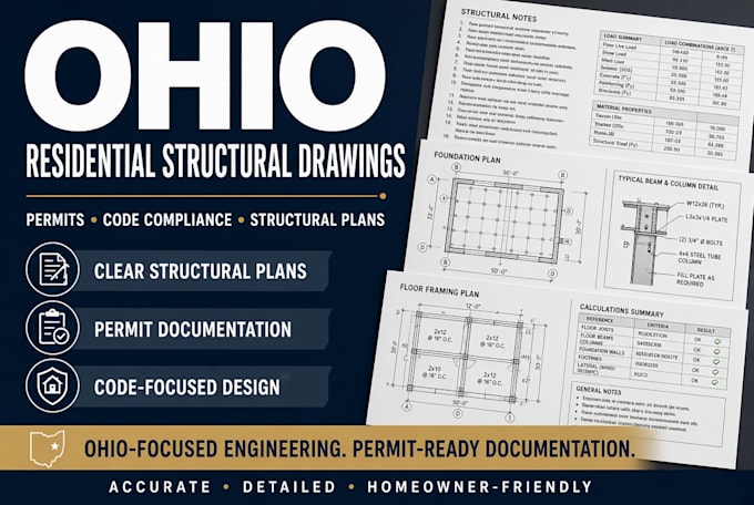 ohio structure drawings for residential permits and code compliance