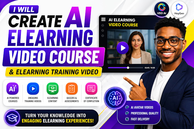 create ai elearning video course, elearning training video,veo ai,heygen