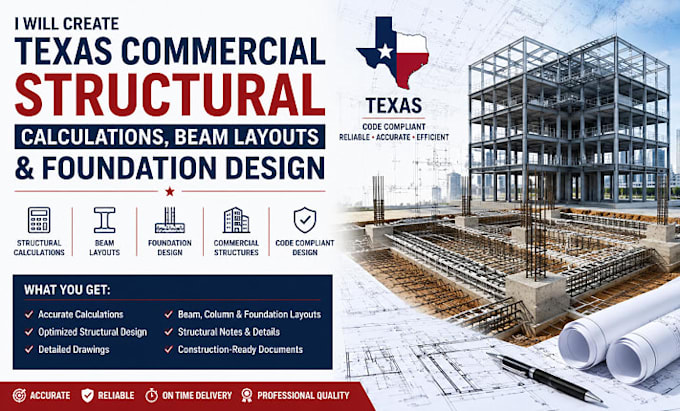 do texas commercial structural calculations beam layouts and foundation design