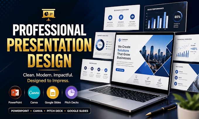 create professional powerpoint presentation pitch deck canva PDF presentation
