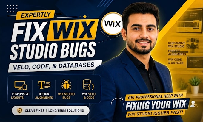 fix wix studio website bugs, wix velo, wix code, and wix databases