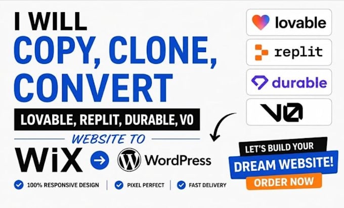 copy clone convert your lovable replit durable v0 bolt website to wix wordpress