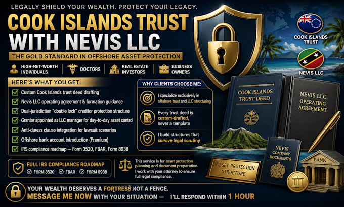 expertly design cook islands trust and nevis llc asset protection structure
