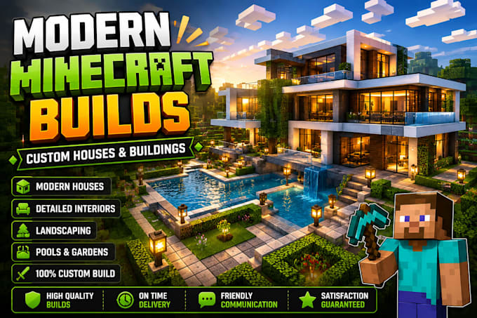 build a modern minecraft house or custom building