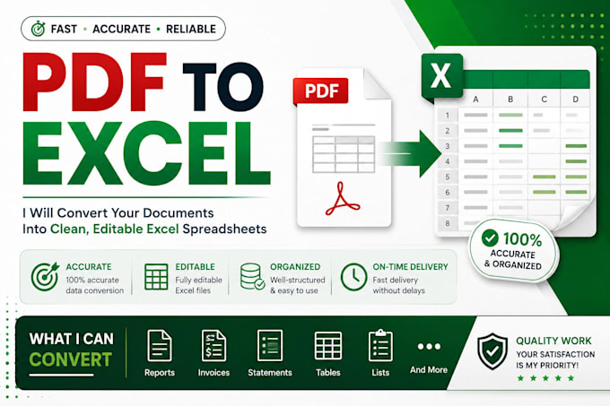 convert pdf to excel accurately in 24 hrs